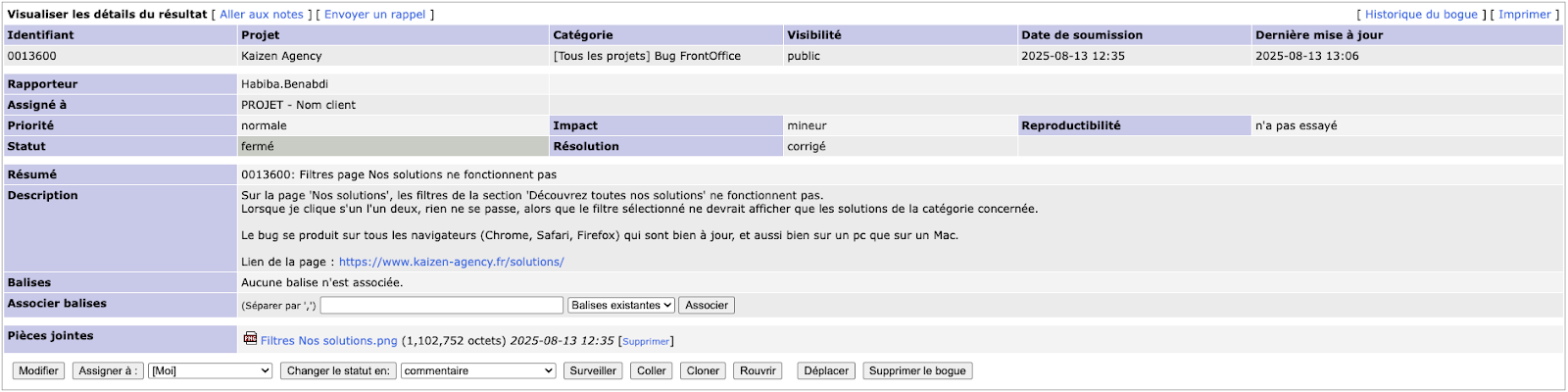 Screen 9. Statut ferm\xe9 + R\xe9ouverture ticket